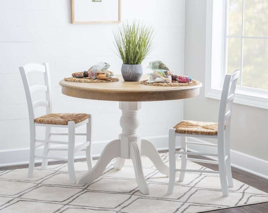 Linon Home Decor - Tobin Pedestal Dining Table, Natural And White - KNK159NATWHTABU veiw 2