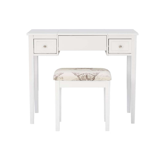 Linon Home Decor - White Butterfly Vanity And Stool - 98135WHTX-01-KD-U veiw 2