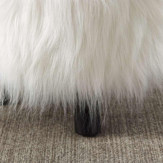 Linon Home Decor - White Faux Fur Foot Stool (16 Inches Wide) - 40487WHT-01-AS-U veiw 2