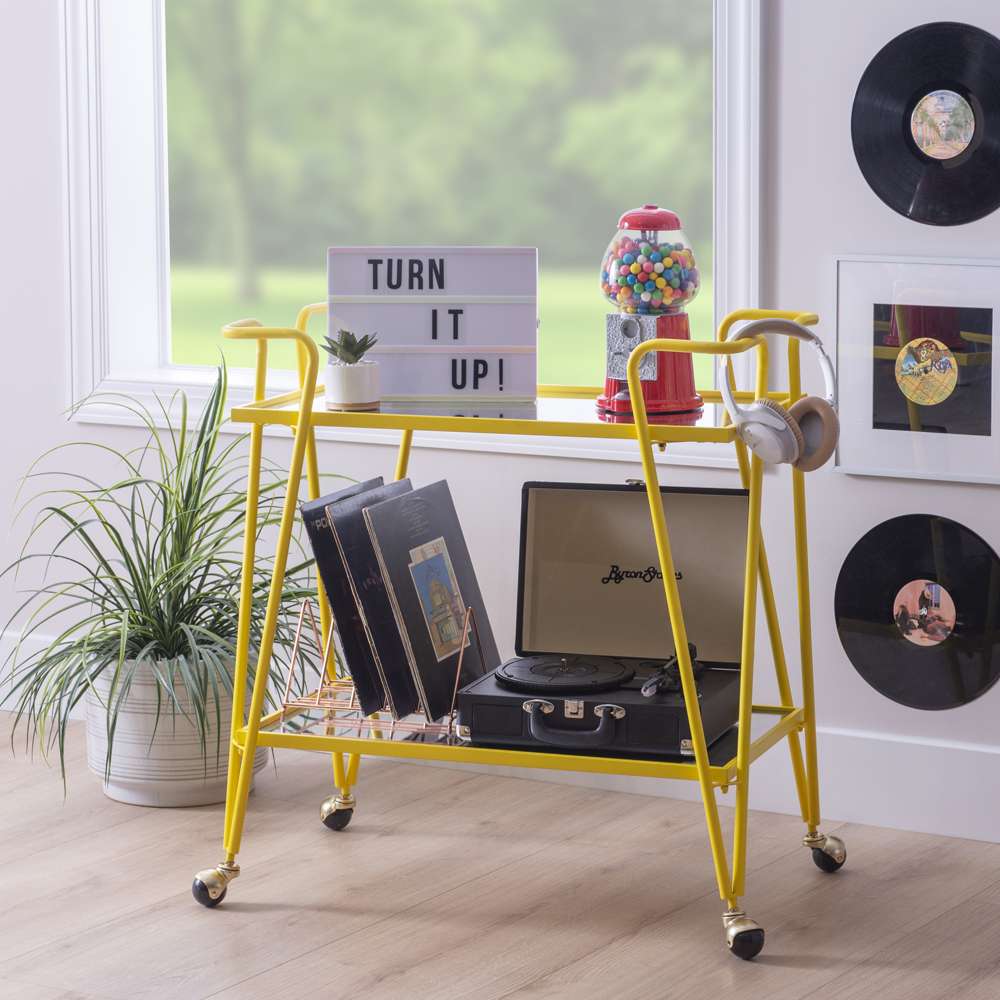 Linon Home Decor - Yellow Mid-Century Bar Cart - KI108YELKD01 veiw 6