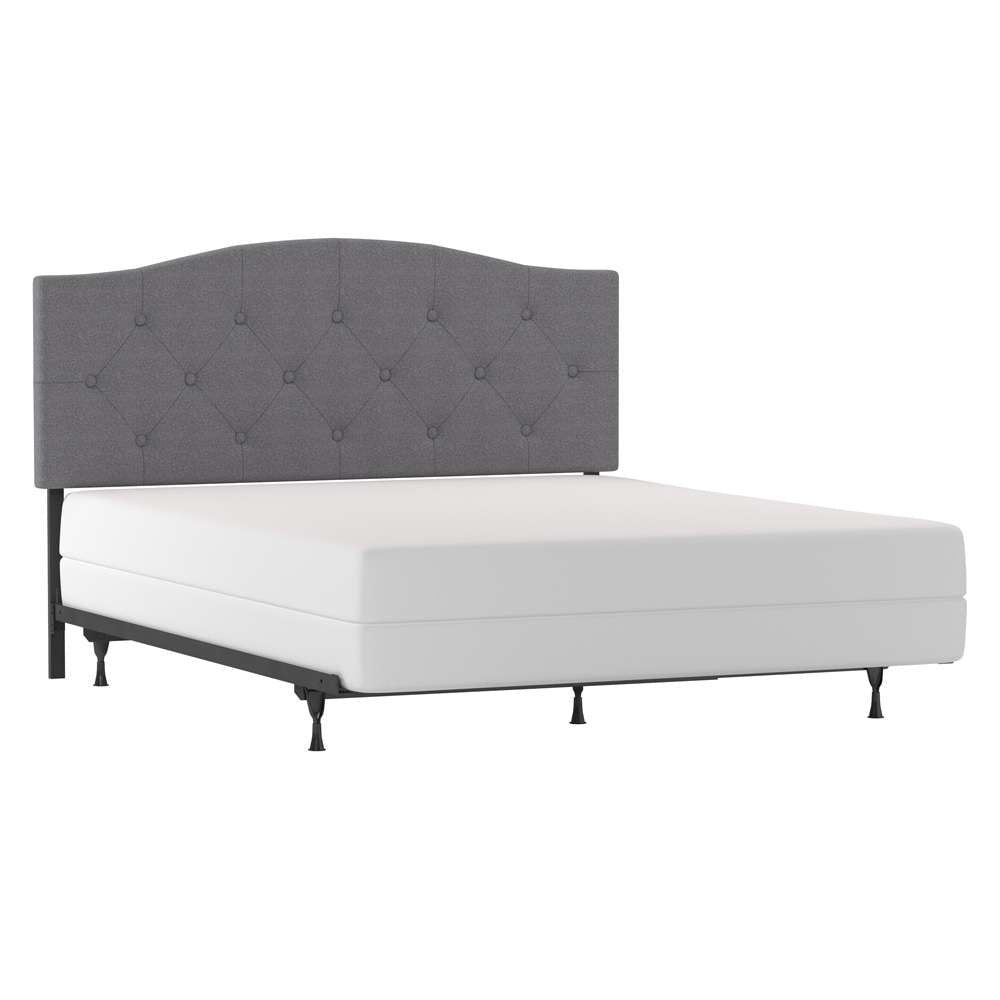 Living Essentials by Hillsdale - Provence Upholstered Arch Adjustable Tufted Full/Queen Headboard with Frame, Glacier Gray Fabric - 2694HFQRG