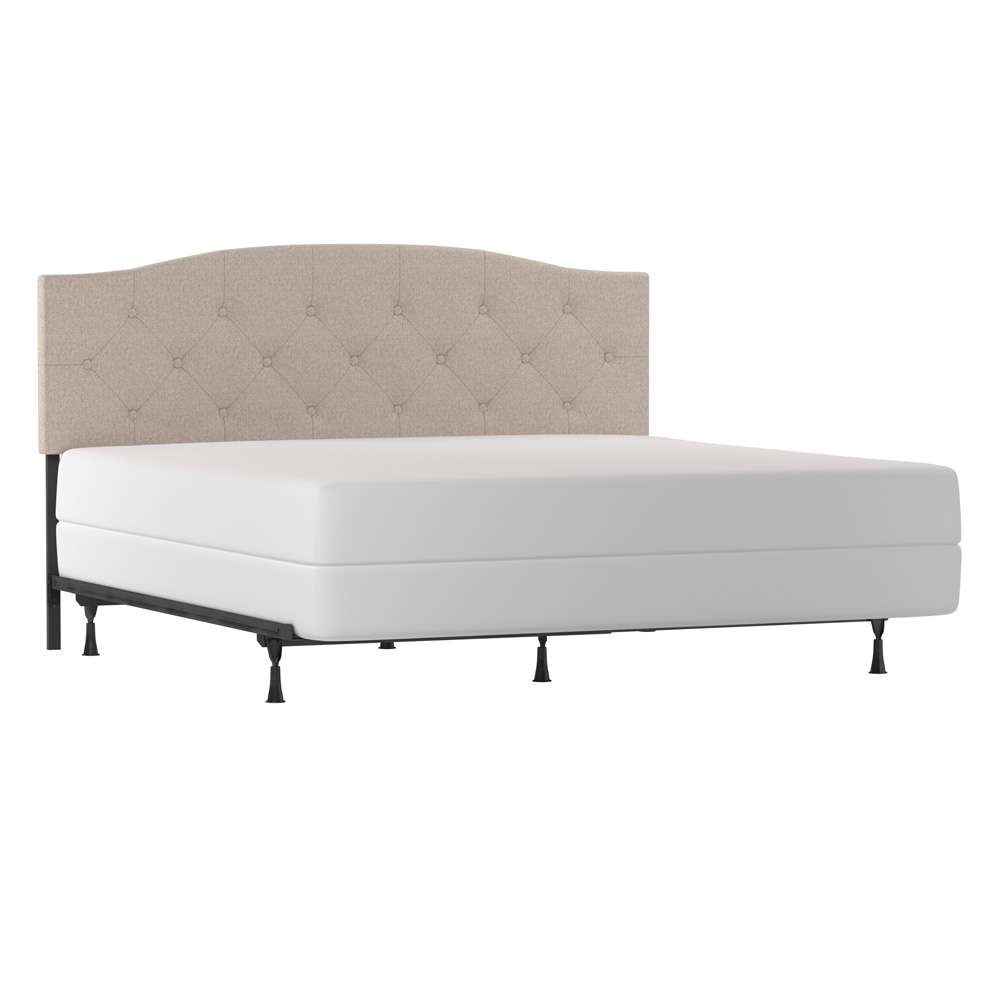 Living Essentials by Hillsdale - Provence Upholstered Arch Adjustable Tufted King/Cal King Headboard with Frame, Linen Fabric - 2694HKRL