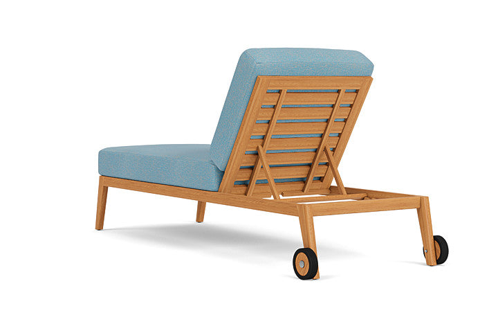 Lloyd Flanders - Alpine Pool Chaise In Natural Teak Finish With Leeds Light Blue Fabric - 3630200962058 view 2