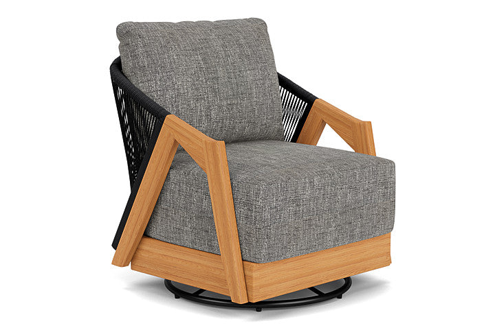 Lloyd Flanders - Alpine Swivel Lounge Chair In Natural Teak Finish With Black Sand Fabric - 3630800962040 view 1