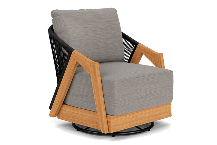 Lloyd Flanders - Alpine Swivel Lounge Chair In Natural Teak Finish With Boten Dark Urban Fabric - 3630800962059 view 1