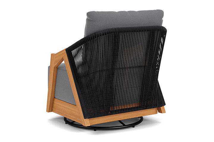 Lloyd Flanders - Alpine Swivel Lounge Chair In Natural Teak Finish With Remy Graphite Fabric - 3630800962003 view 2
