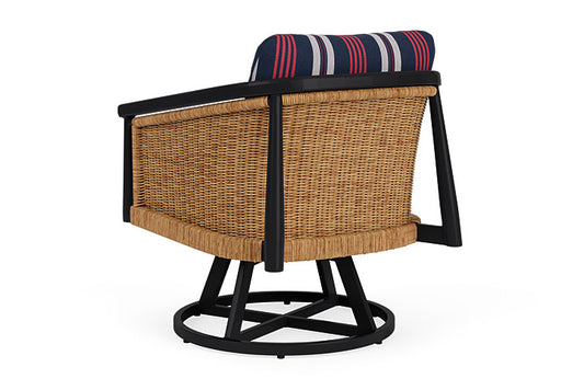 Lloyd Flanders - Galloway Swivel Lounge Chair In Tortoiseshell Finish With Berkely Hall Navy Fabric - 2390801112063 view 2