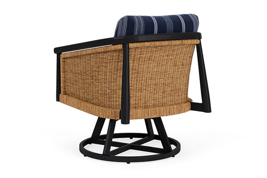 Lloyd Flanders - Galloway Swivel Lounge Chair In Tortoiseshell Finish With Consider Indigo Fabric - 2390801111969 view 2