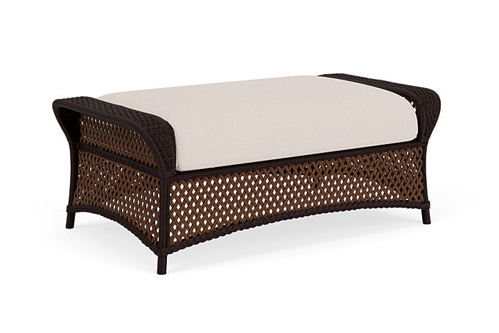 Lloyd Flanders - Grand Traverse Large Ottoman In Caramel Finish With Canvas Birds Eye Fabric - 71327036937 view 2