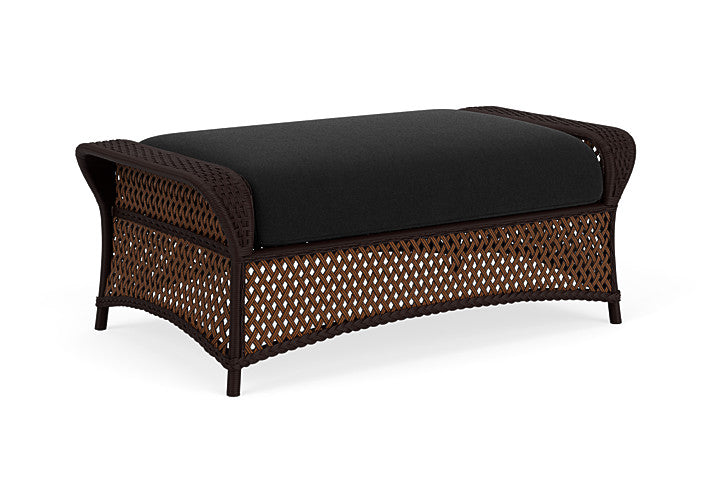 Lloyd Flanders - Grand Traverse Large Ottoman In Caramel Finish With Canvas Black Fabric - 71327036157 view 2