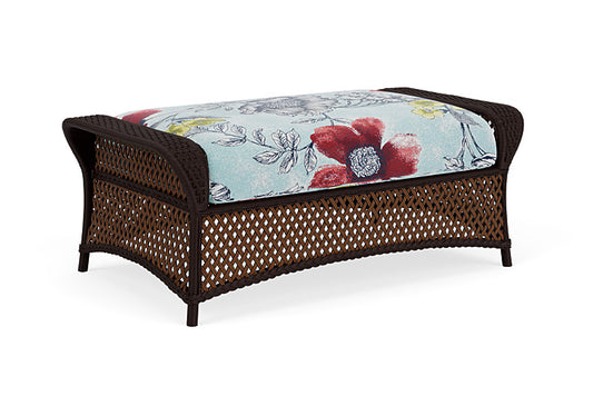 Lloyd Flanders - Grand Traverse Large Ottoman In Caramel Finish With Serena Floral Meadow Fabric - 713270362079 view 2
