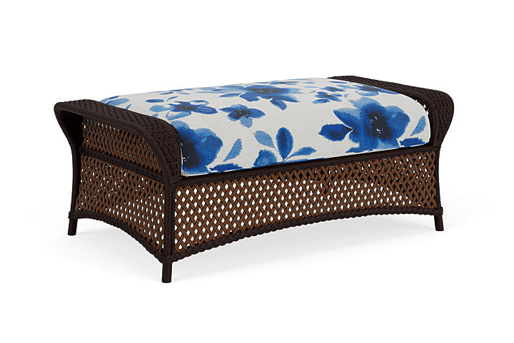Lloyd Flanders - Grand Traverse Large Ottoman In Caramel Finish With Watercolor Blossom Capri Fabric - 71327036672 view 2