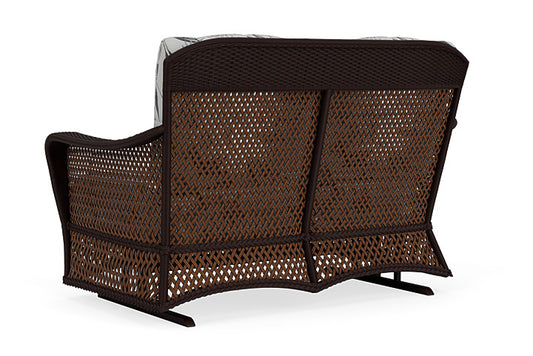 Lloyd Flanders - Grand Traverse Loveseat Glider In Caramel Finish With Delicate Botanical Slate Fabric - 713470362076 view 2