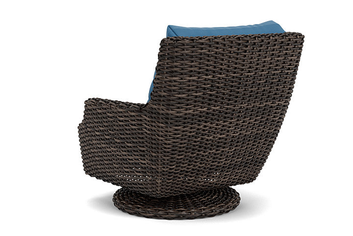 Lloyd Flanders - Largo High Back Swivel Rocker Lounge Chair In Vintage Oak Finish With Bamboo Bay Sky Fabric - 2410804282007 view 2