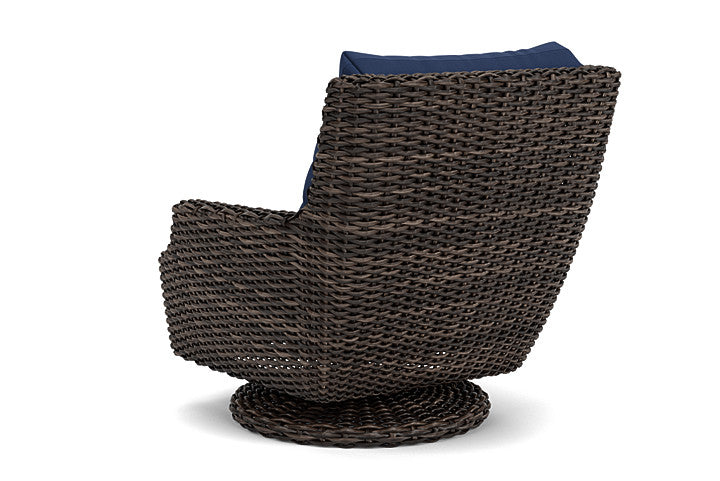 Lloyd Flanders - Largo High Back Swivel Rocker Lounge Chair In Vintage Oak Finish With Beach Navy Fabric - 2410804282013 view 2