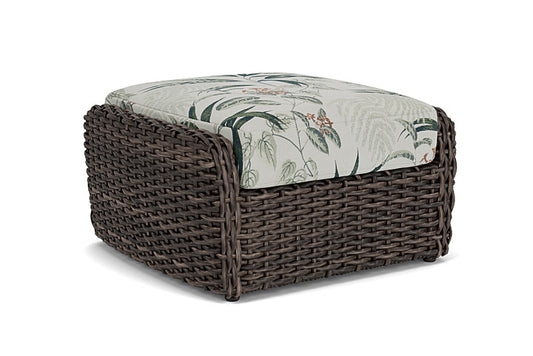Lloyd Flanders - Largo Ottoman In Vintage Oak Finish With Delicate Botanical Sage Fabric - 2410174282075 view 2