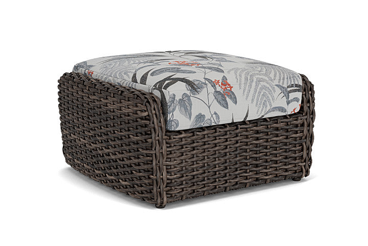 Lloyd Flanders - Largo Ottoman In Vintage Oak Finish With Delicate Botanical Slate Fabric - 2410174282076 view 2
