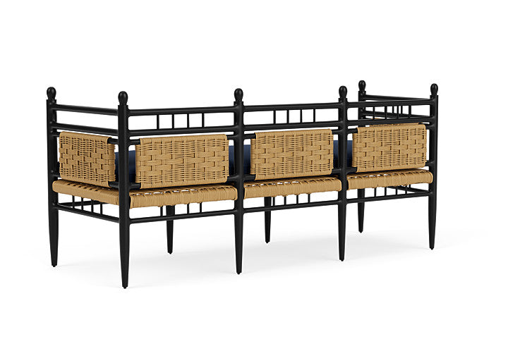 Lloyd Flanders - Low Country 3-Seat Garden Bench In Natural Finish With Decorline Navy Fabric - 772370672019 view 2