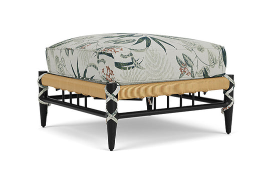 Lloyd Flanders - Low Country Ottoman In Natural Finish With Delicate Botanical Sage Fabric - 770170672075 view 2