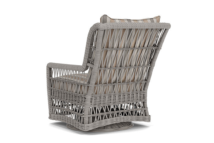 Lloyd Flanders - Mackinac High Back Swivel Glider Lounge Chair In Putty Finish With Purveyor Pewter Fabric - 273090059146 view 2