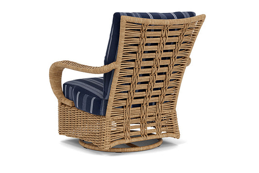 Lloyd Flanders - Magnolia Swivel Glider Lounge Chair In Sandcastle Finish With Consider Indigo Fabric - 3310911411969 view 2
