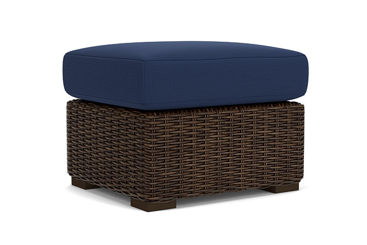 Lloyd Flanders - Mesa Ottoman In Pecan Finish With Beach Navy Fabric - 2980170862013 view 2