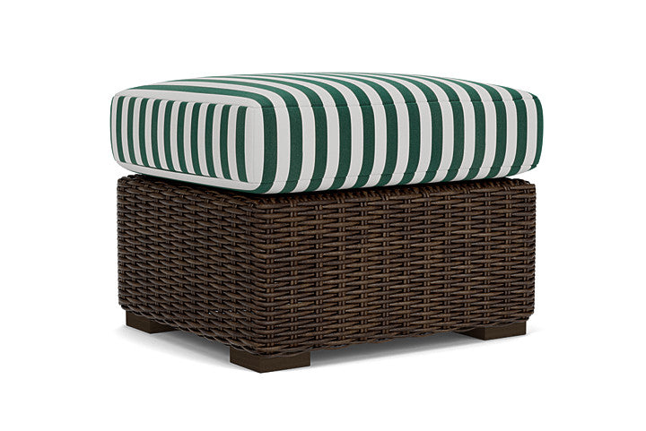 Lloyd Flanders - Mesa Ottoman In Pecan Finish With Safari/White Stripe Fabric - 298017086269 view 2