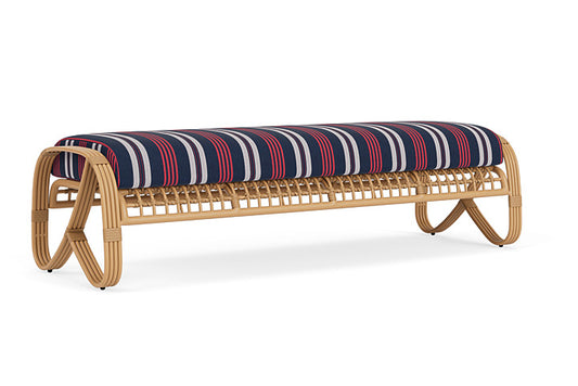 Lloyd Flanders - Riviera Garden Bench In Camel Finish With Berkely Hall Navy Fabric - 2780371522063 view 2