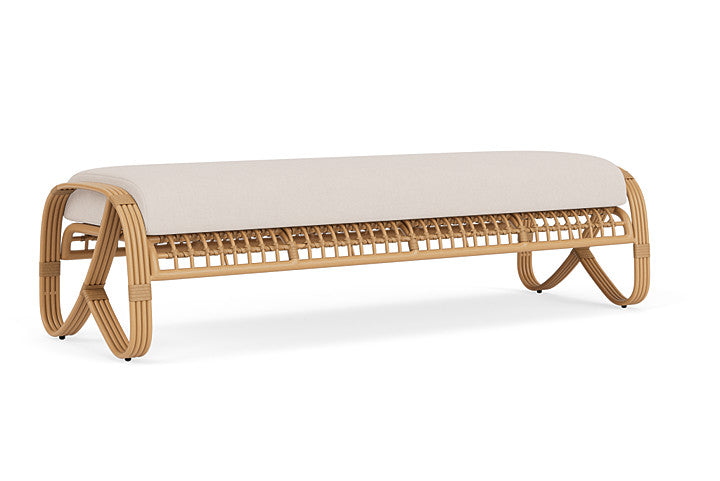 Lloyd Flanders - Riviera Garden Bench In Camel Finish With Canvas Birds Eye Fabric - 278037152937 view 2