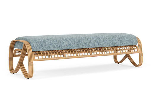 Lloyd Flanders - Riviera Garden Bench In Camel Finish With Serene Ocean Fabric - 2780371522032 view 2