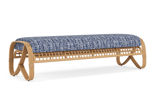 Lloyd Flanders - Riviera Garden Bench In Camel Finish With Visions Cobalt Fabric - 278037152683 view 2