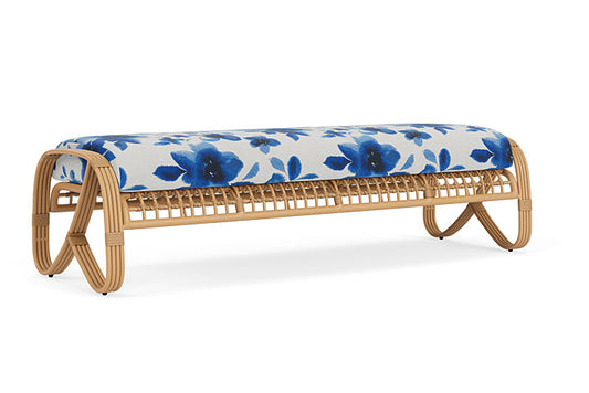 Lloyd Flanders - Riviera Garden Bench In Camel Finish With Watercolor Blossom Capri Fabric - 278037152672 view 2