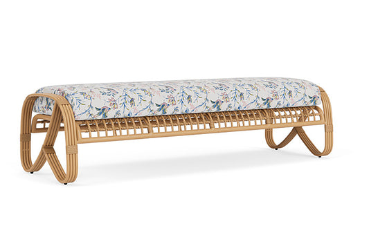 Lloyd Flanders - Riviera Garden Bench In Camel Finish With Whimsical Bird Song Fabric - 2780371522080 view 2