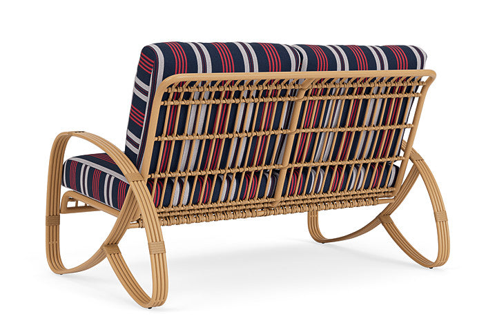 Lloyd Flanders - Riviera Loveseat In Camel Finish With Berkely Hall Navy Fabric - 2780501522063 view 2