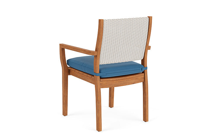 Lloyd Flanders - Teak Loom Back Teak Dining Armchair In Antique White Finish With Bamboo Bay Sky Fabric - 2862010712007 view 2