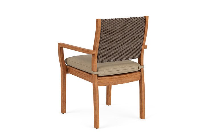 Lloyd Flanders - Teak Loom Back Teak Dining Armchair In Bark Finish With Fife Sahara Fabric - 286201008742 view 2