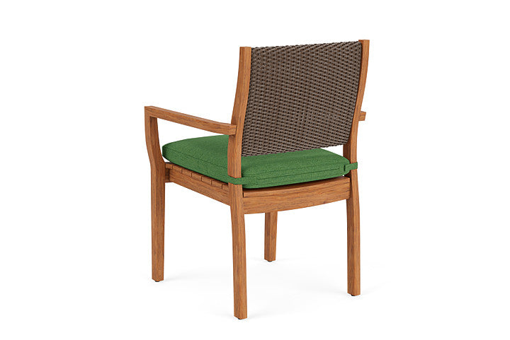 Lloyd Flanders - Teak Loom Back Teak Dining Armchair In Bark Finish With Seadog Botanical Fabric - 2862010082066 view 2