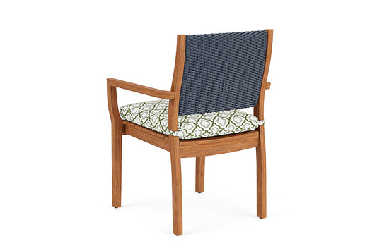 Lloyd Flanders - Teak Loom Back Teak Dining Armchair In Denim Blue Finish With Savannah Green Fabric - 2862010402064 view 2