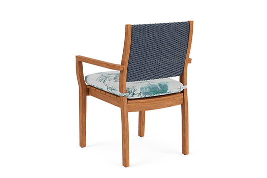 Lloyd Flanders - Teak Loom Back Teak Dining Armchair In Denim Blue Finish With Serena Floral Mist Fabric - 2862010402078 view 2