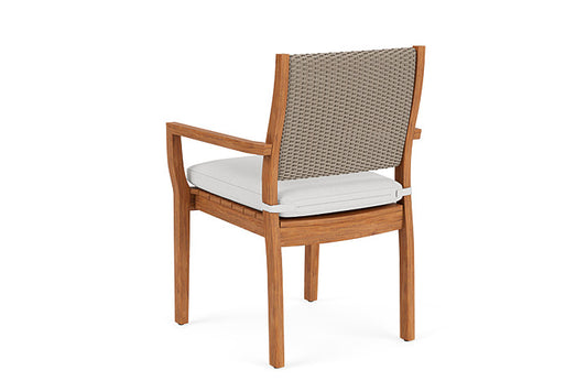 Lloyd Flanders - Teak Loom Back Teak Dining Armchair In French Beige Finish With Canvas Natural Fabric - 286201007159 view 2