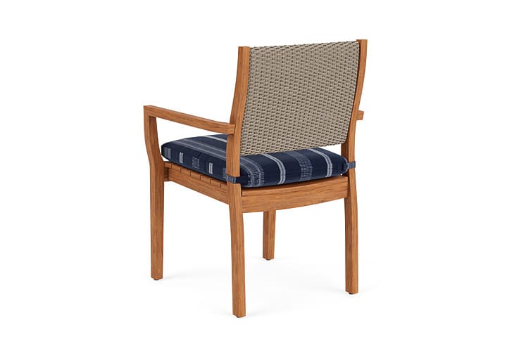 Lloyd Flanders - Teak Loom Back Teak Dining Armchair In French Beige Finish With Consider Indigo Fabric - 2862010071969 view 2