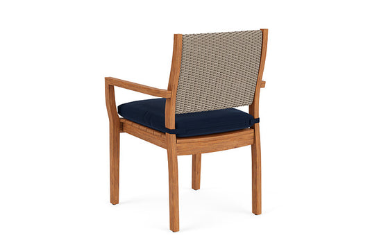 Lloyd Flanders - Teak Loom Back Teak Dining Armchair In French Beige Finish With Decorline Navy Fabric - 2862010072019 view 2