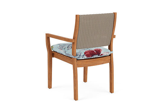 Lloyd Flanders - Teak Loom Back Teak Dining Armchair In French Beige Finish With Serena Floral Meadow Fabric - 2862010072079 view 2