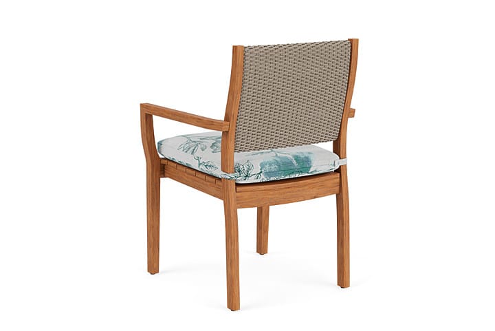 Lloyd Flanders - Teak Loom Back Teak Dining Armchair In French Beige Finish With Serena Floral Mist Fabric - 2862010072078 view 2