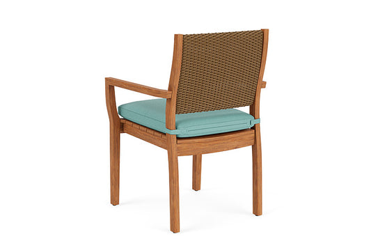 Lloyd Flanders - Teak Loom Back Teak Dining Armchair In Hickory Finish With Fife Aruba Fabric - 286201080748 view 2