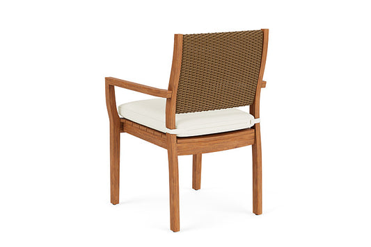 Lloyd Flanders - Teak Loom Back Teak Dining Armchair In Hickory Finish With Sailcloth Salt Fabric - 286201080890 view 2
