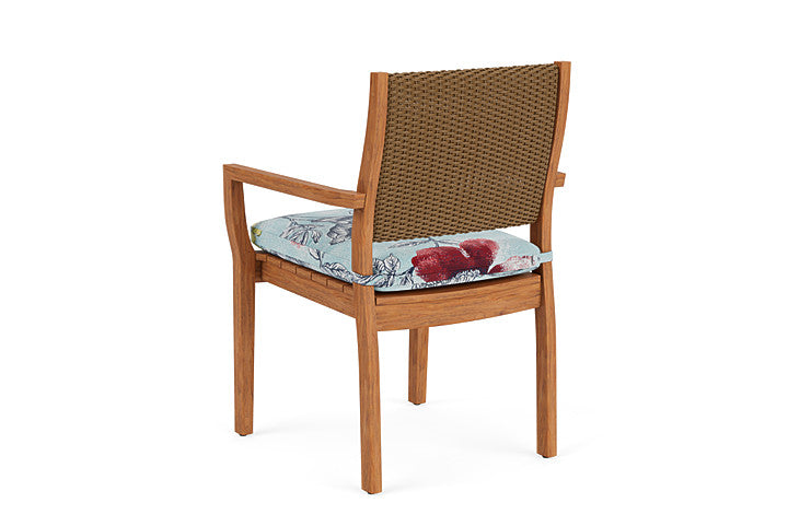 Lloyd Flanders - Teak Loom Back Teak Dining Armchair In Hickory Finish With Serena Floral Meadow Fabric - 2862010802079 view 2