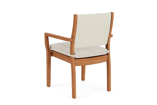 Lloyd Flanders - Teak Loom Back Teak Dining Armchair In Ivory Finish With Decorline Natural Fabric - 2862010462015 view 2