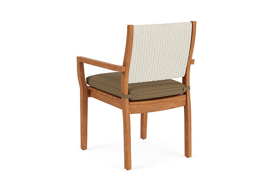 Lloyd Flanders - Teak Loom Back Teak Dining Armchair In Ivory Finish With Reflections Straw Fabric - 2862010462053 view 2