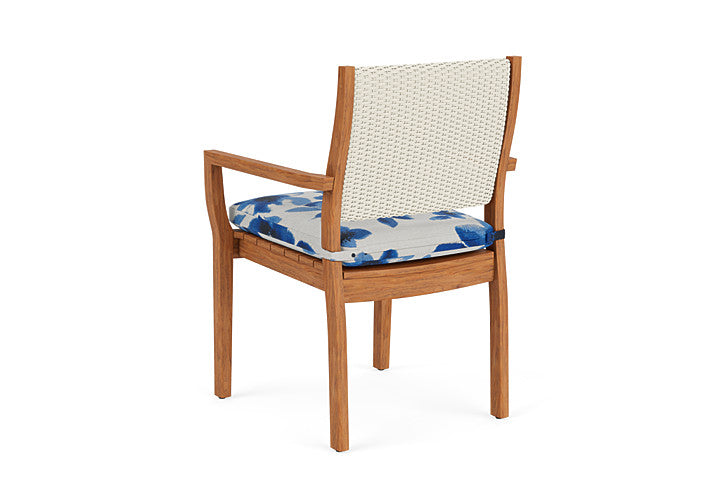 Lloyd Flanders - Teak Loom Back Teak Dining Armchair In Ivory Finish With Watercolor Blossom Capri Fabric - 286201046672 view 2